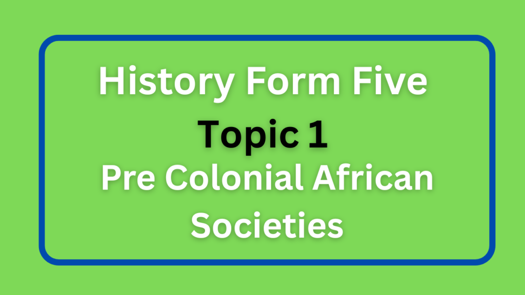 History Form Five Topic 1 Pre Colonial African Societies