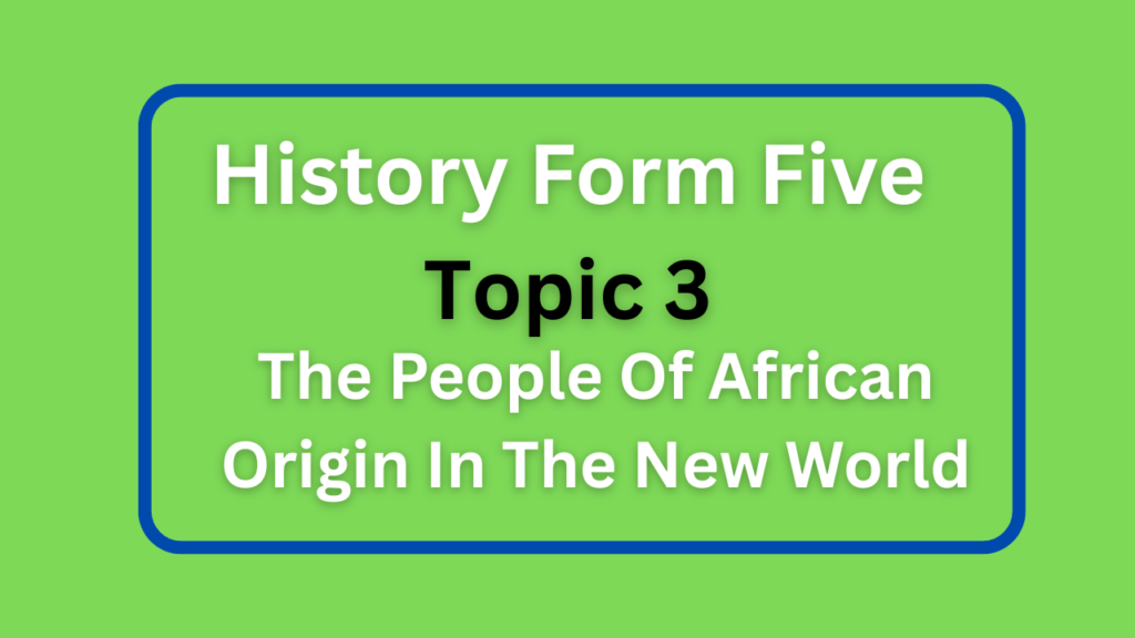 History Form Five Topic 3 The People Of African Origin In The New World