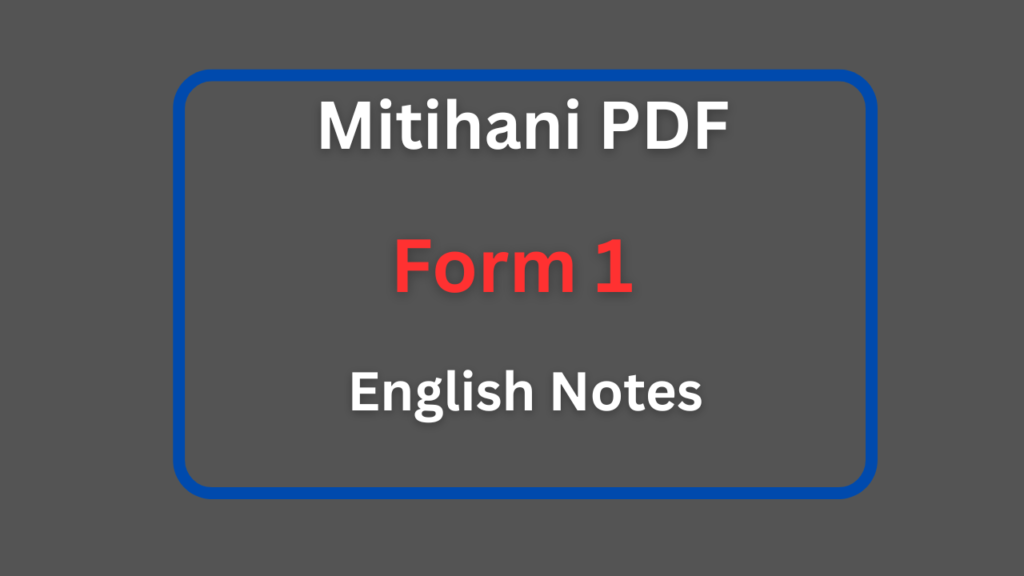 Form One English Notes
