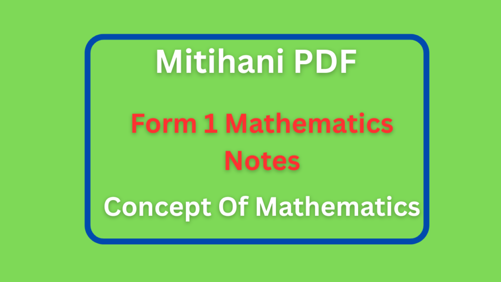 Form One Notes Concept Of Mathematics
