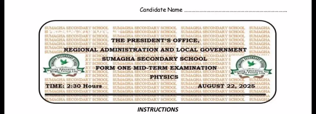 Sumagha Sec Form One Midterm Examination 2025 Sumagha Sec Form One Midterm Examination 2025
